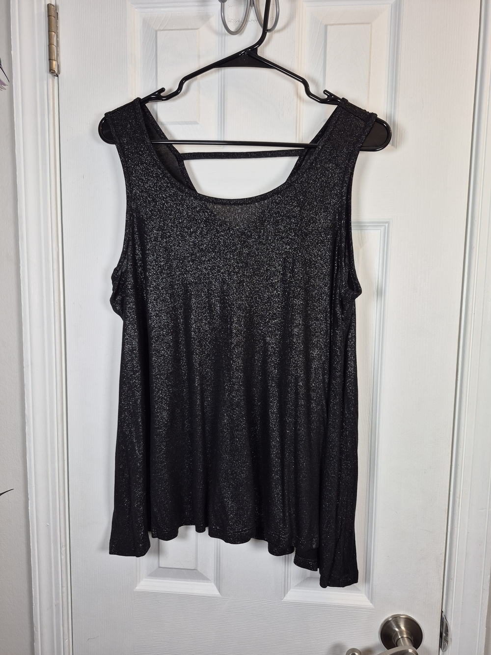 Juicy Couture Metallic Shimmer Black Strappy Back Flowy Tank Top Boho Grunge XS